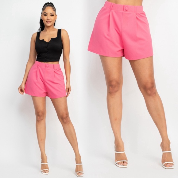 Pants - Hot pink high waisted flare shorts